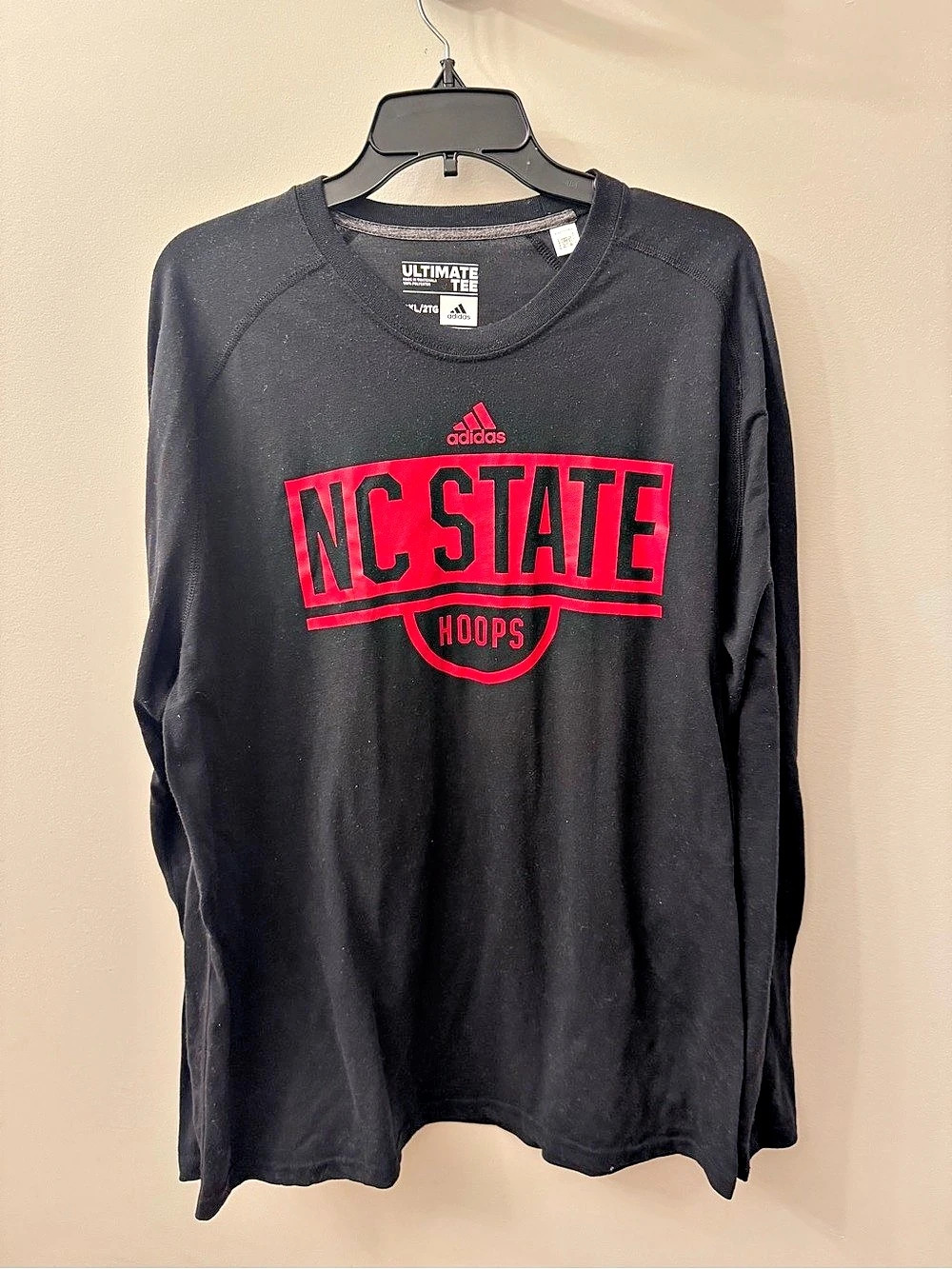 adidas NC State Wolfpack Basketball Icon Pregame Long Sleeve T-Shirt Black 2XL/2